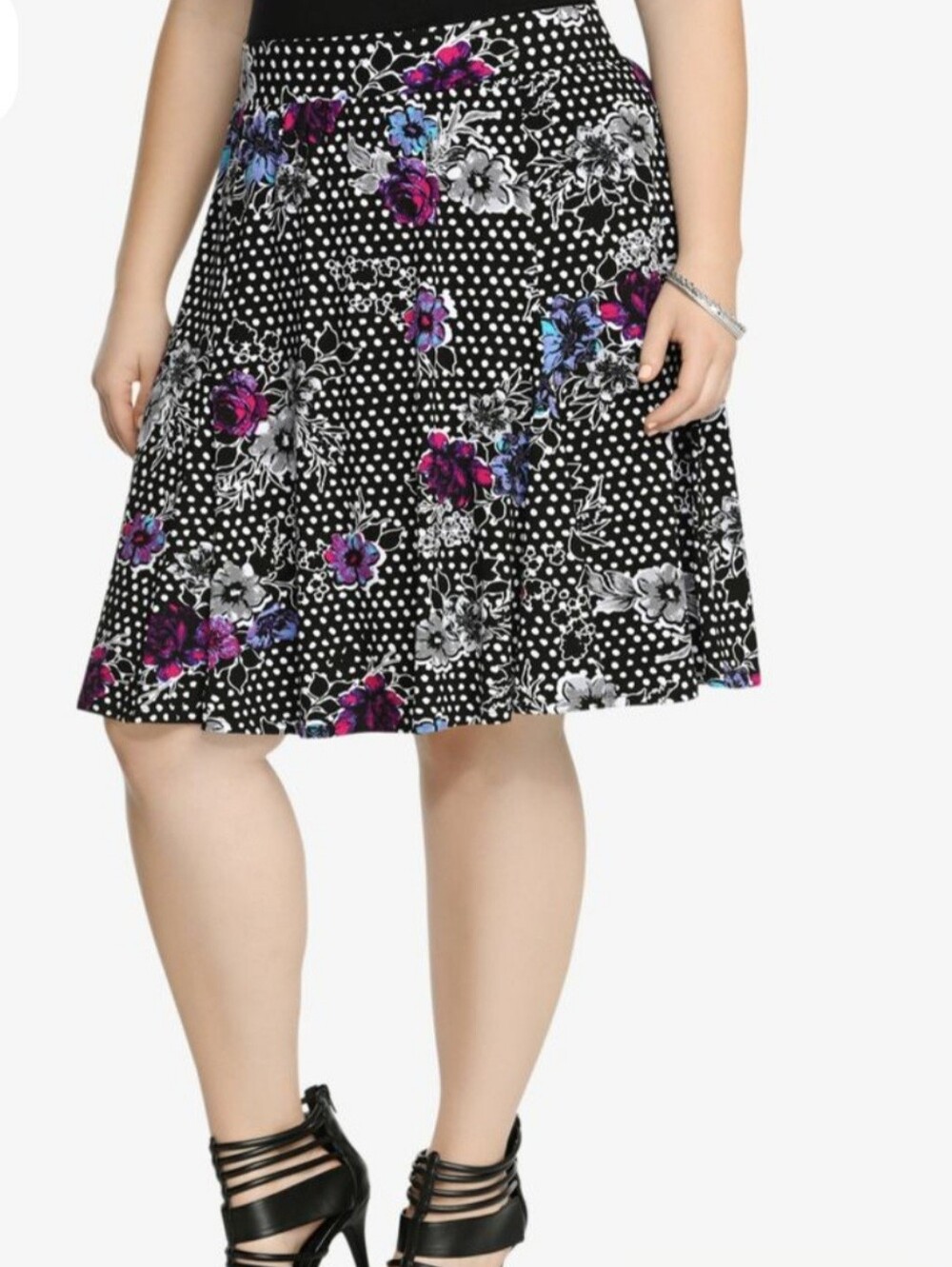 Torrid Floral Polkadot Knee Skirt 4x